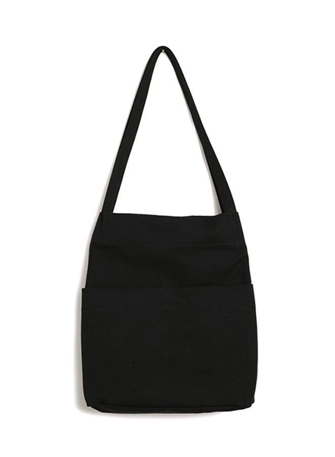 Stitch Detail Canvas Shopper/Tote Black  - Image 1