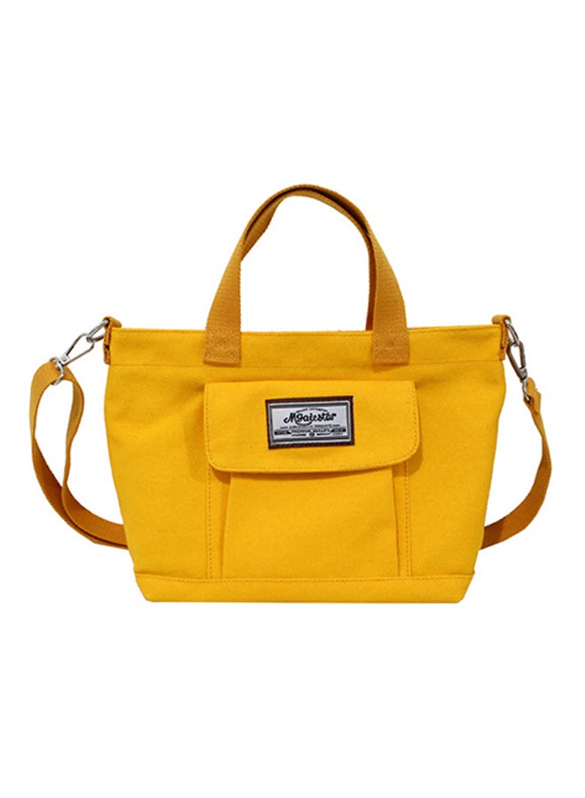 حقيبة لحمل الأغراض والتسوق من القماش الكتاني بحزام قابل للتعديل أصفر - Image 1