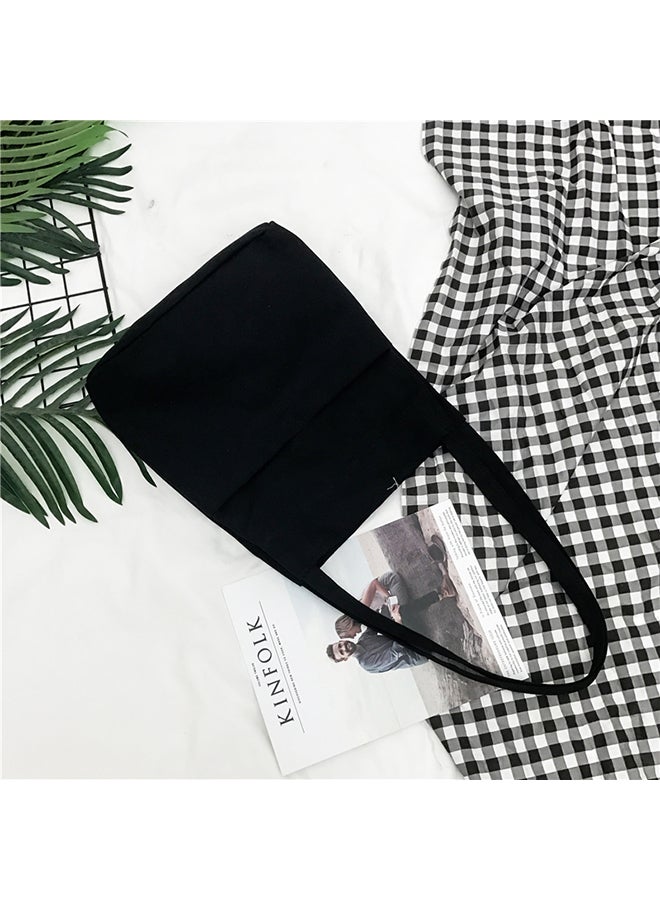 Stitch Detail Canvas Shopper/Tote Black  - Image 2