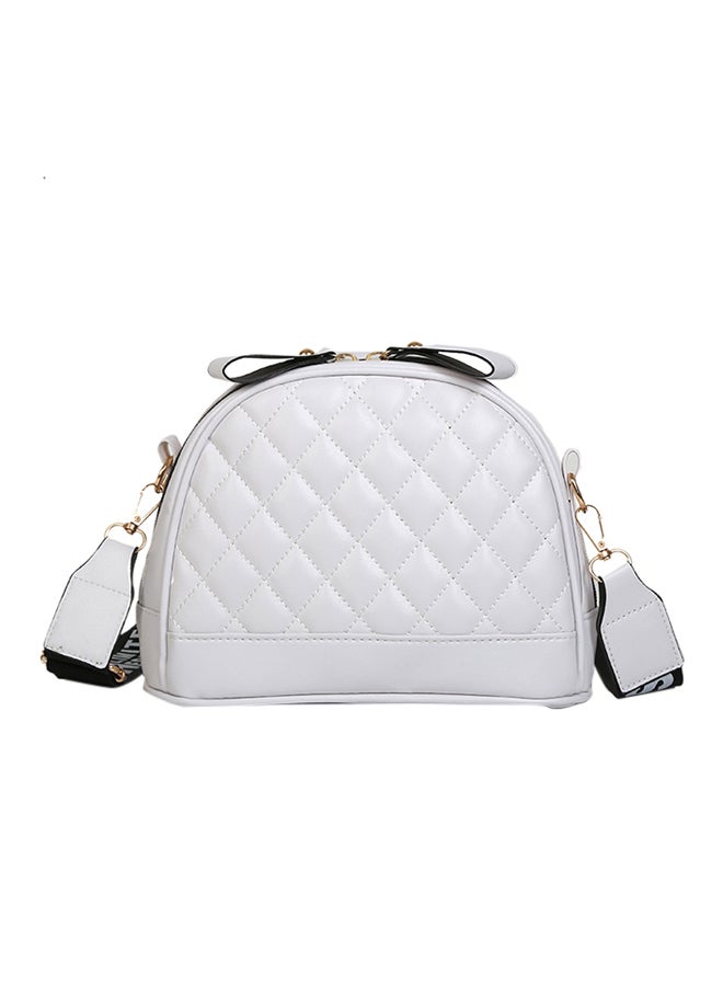 Adjustable Strap Leather Crossbody Bag White  - Image 1