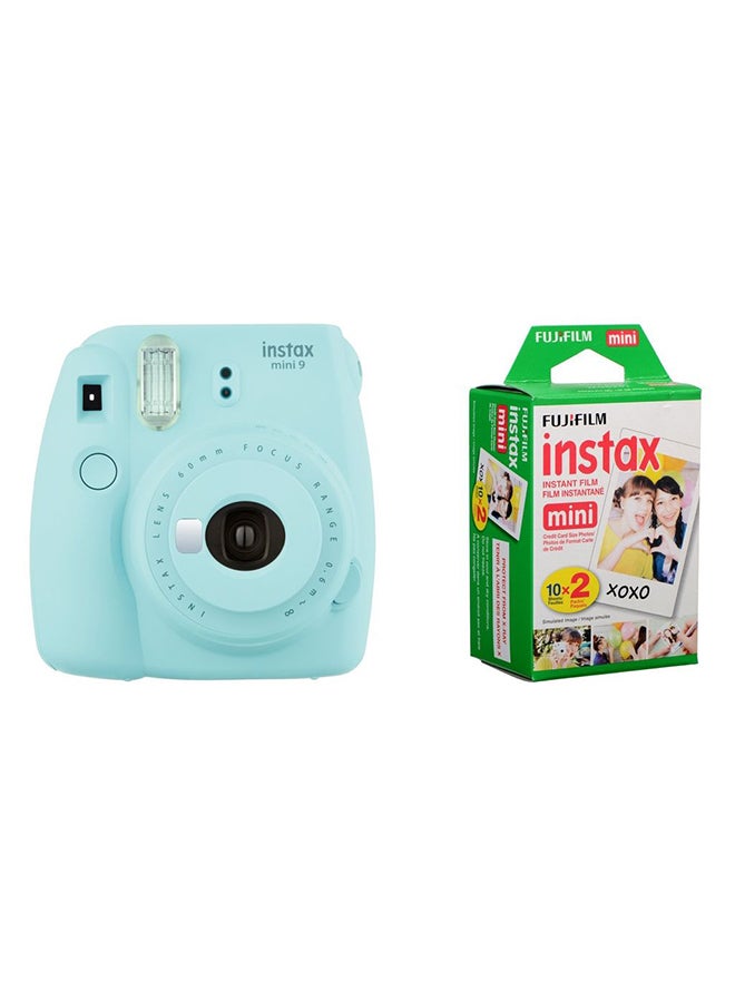 FUJIFILM Instax Mini 9 Instant Film Camera Ice Blue With 20 Film Sheets  - Image 1