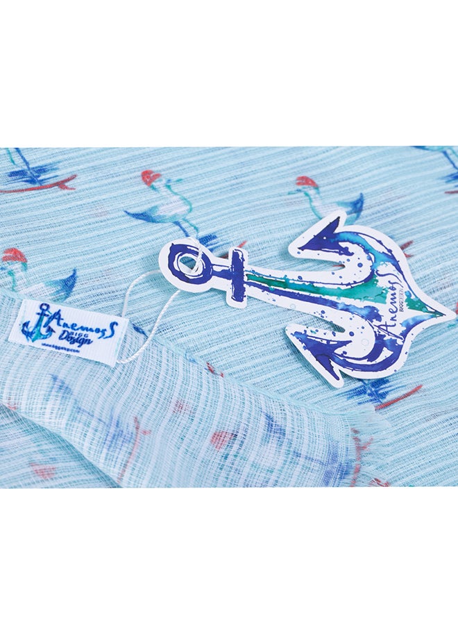 Biggdesign - Anemoss Sailor Seagull Print Scarf Blue - Image 1