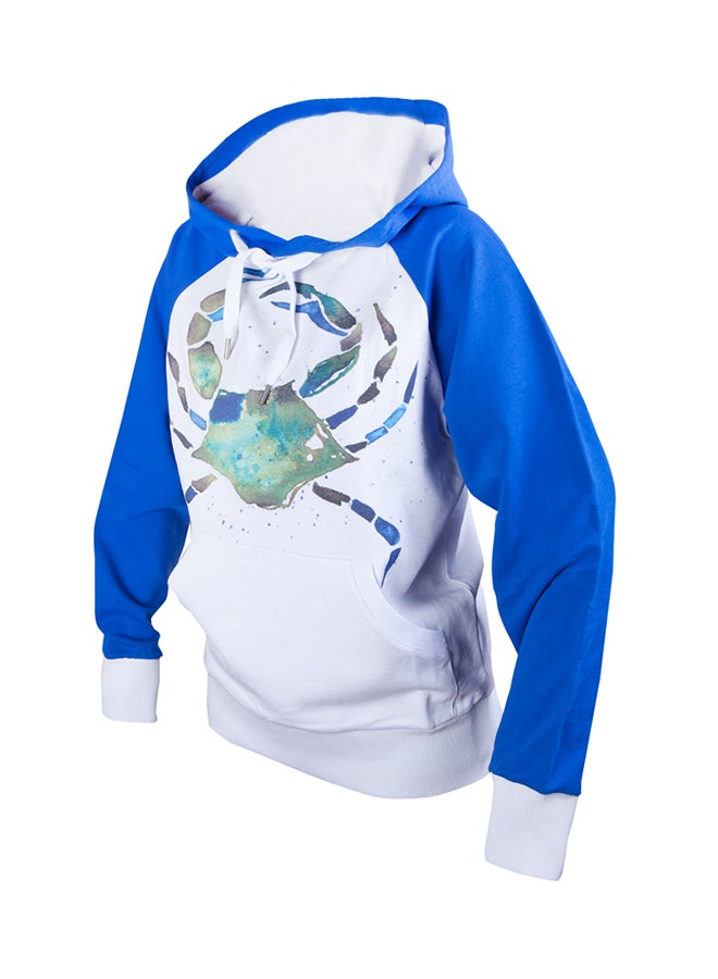 Biggdesign - Anemoss Crab Print Long Sleeve Sweatshirt White/Blue/Green - Image 1