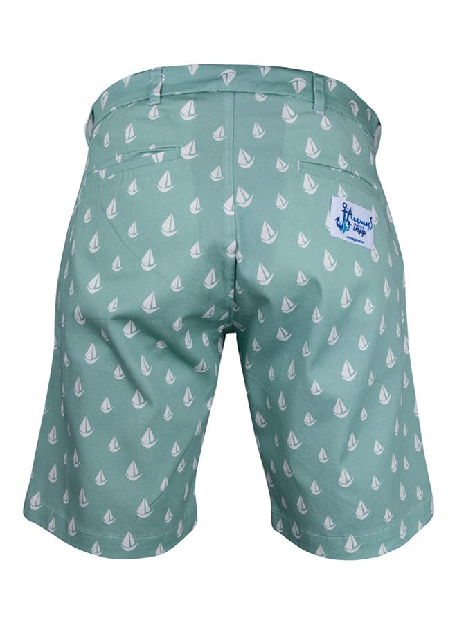 Biggdesign Anemoss Sail Mid-Rise Shorts Green/White  - Image 2