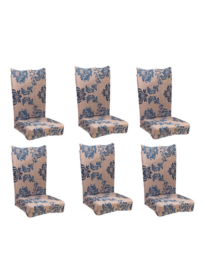 6-Piece Bohemian Design Dining Chair Cover Set Beige/Blue - v1540977902/N18950342A_1