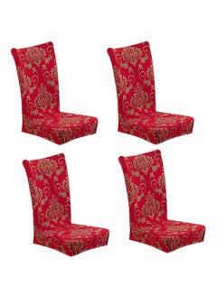 4-Piece Bohemian Design Dining Chair Cover Set Red/Gold - v1540977905/N18950353A_1