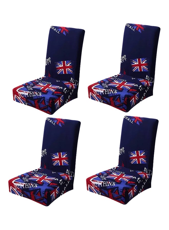 4-Piece UK Design Dining Chair Cover Set Blue/Red/White