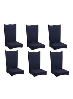 Deals for Less 6-Piece Dining Chair Cover Set Dark Blue 