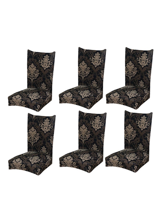 Deals for Less 6-Piece Bohemian Design Dining Chair Cover Set Black/Brown/Beige 