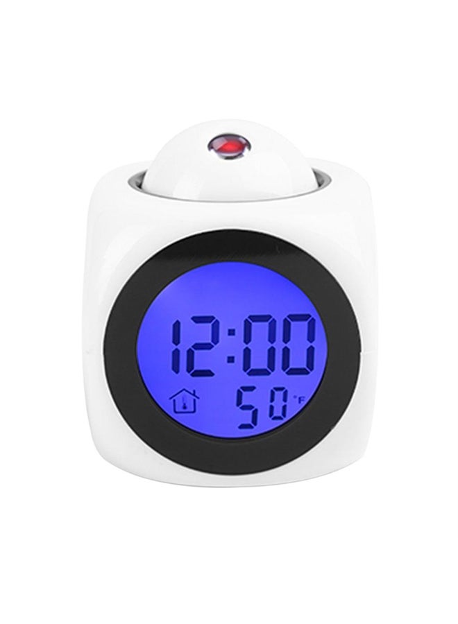 LCD Projection Voice Talking Digital Alarm Clock White 80x80x100cm - Image 1