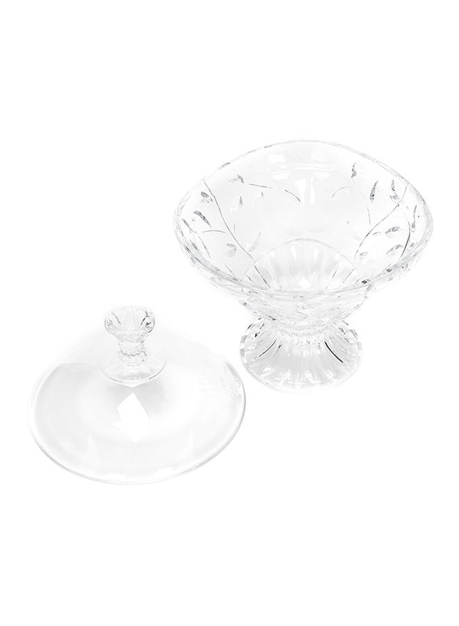 RCR Laurus Footed Candy Bowl With Lid Clear 