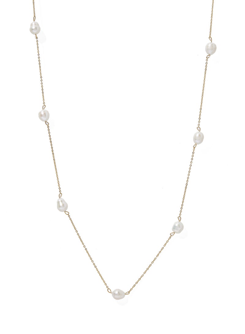 Alwan-Accessories - Cultivated Pearl Gold Plated Chain Necklace - Image 1
