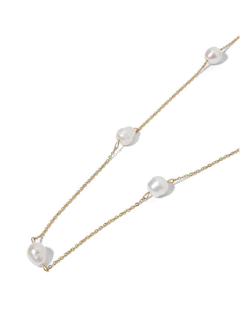 Alwan-Accessories - Cultivated Pearl Gold Plated Chain Necklace - Image 1