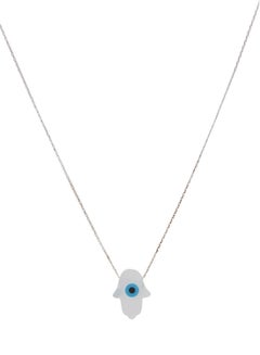 Alwan-Accessories Silver Pendant Necklace With Hamsa Eye  - Image 1