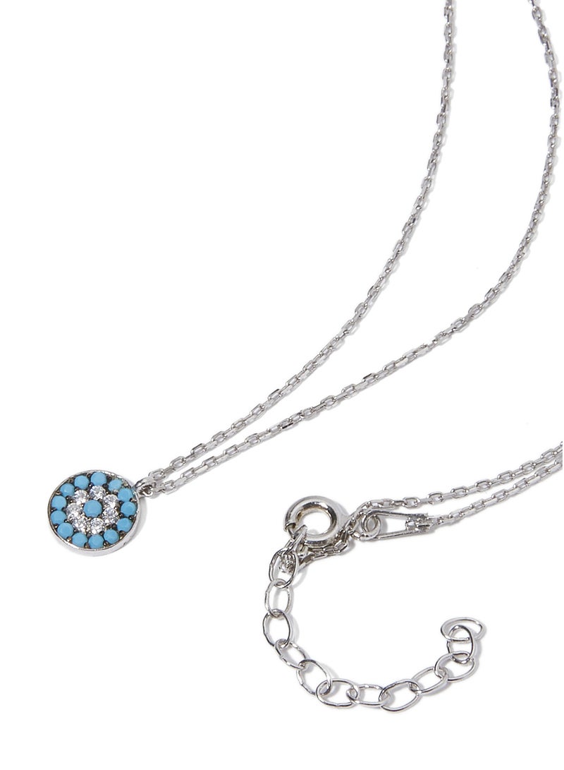 ألوان-أكسيسوريز قلادة بدلاية من الفضة مزينة بالعديد من الأحجار الكريمة - Image 2