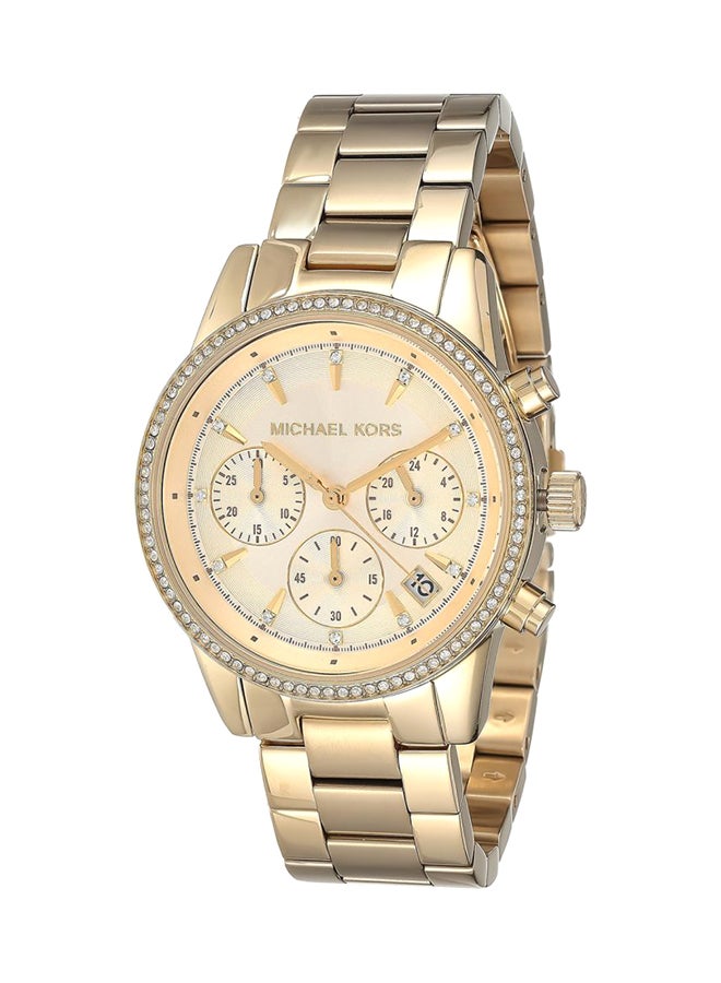 Michael Kors Women's Ritz Round Shape Stainless Steel Chronograph Wrist Watch 37 mm - Gold - MK6356 - Image 1