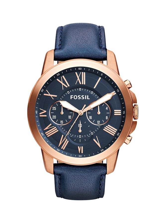 FOSSIL Men's Leather Chronograph Wrist Watch FS4835 - 44 mm - Blue  - Image 1