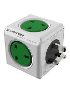 Allocacoc PowerCube Original Multi-Port Socket - UK Plug White/Kelly Green  - Image 1