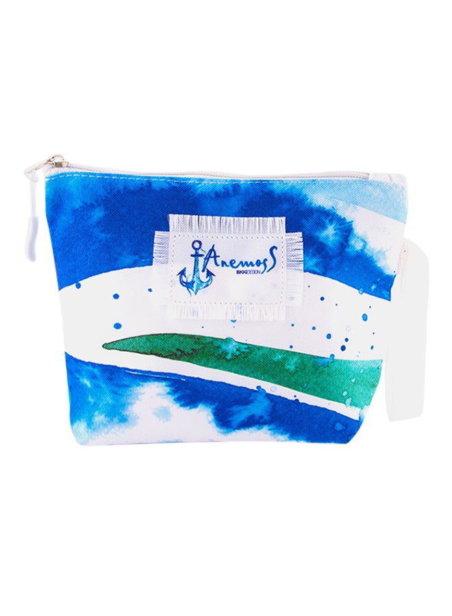 بيج ديزاين حقيبة أنيموس مزينة بنمط أمواج لمستحضرات التجميل أزرق/أبيض/أخضر - Image 1