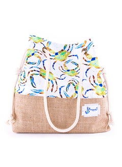 Crab Printed Beach Bag White/Beige/Green - v1541007565/N18601721A_1