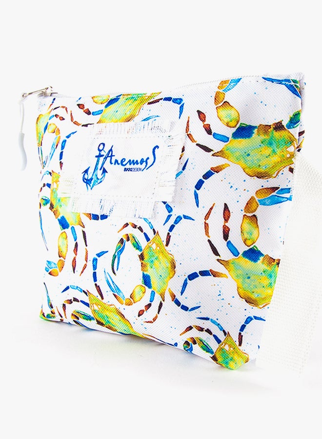 بيج ديزاين حقيبة مستحضرات تجميل مطبوع عليها سلطعون من أنيموس أبيض/أخضر/أزرق - Image 2