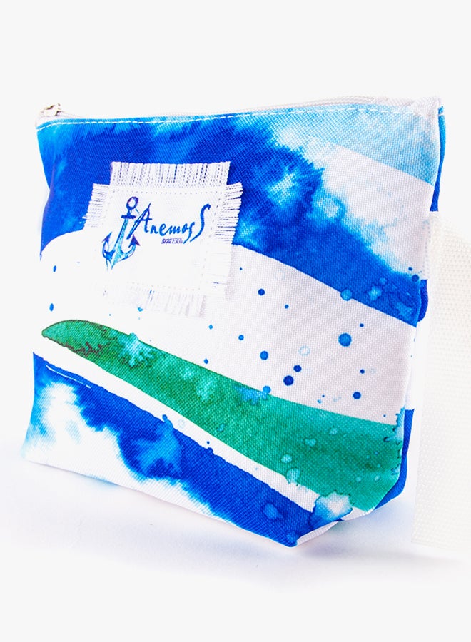 بيج ديزاين حقيبة أنيموس مزينة بنمط أمواج لمستحضرات التجميل أزرق/أبيض/أخضر - Image 2