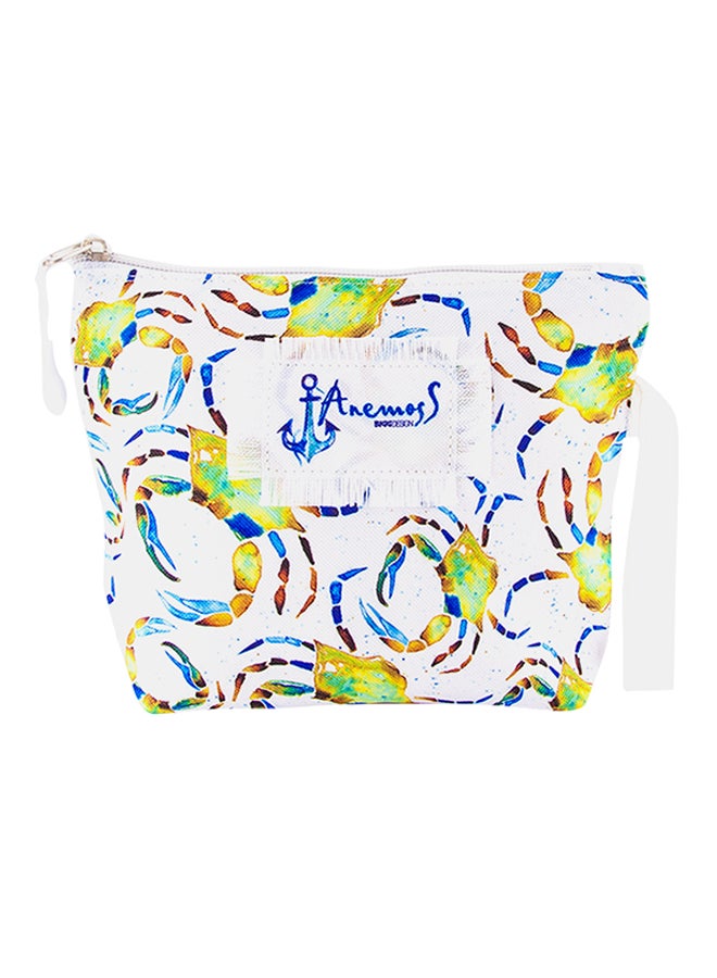 بيج ديزاين حقيبة مستحضرات تجميل مطبوع عليها سلطعون من أنيموس أبيض/أخضر/أزرق - Image 1