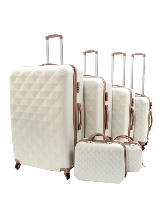 ليمرا طقم من 6 حقائب بعجلات وتصميم صلب بيج / بني - Image 1