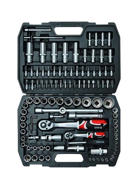108-Piece Socket Set Silver/Black 1/2-1/4inch