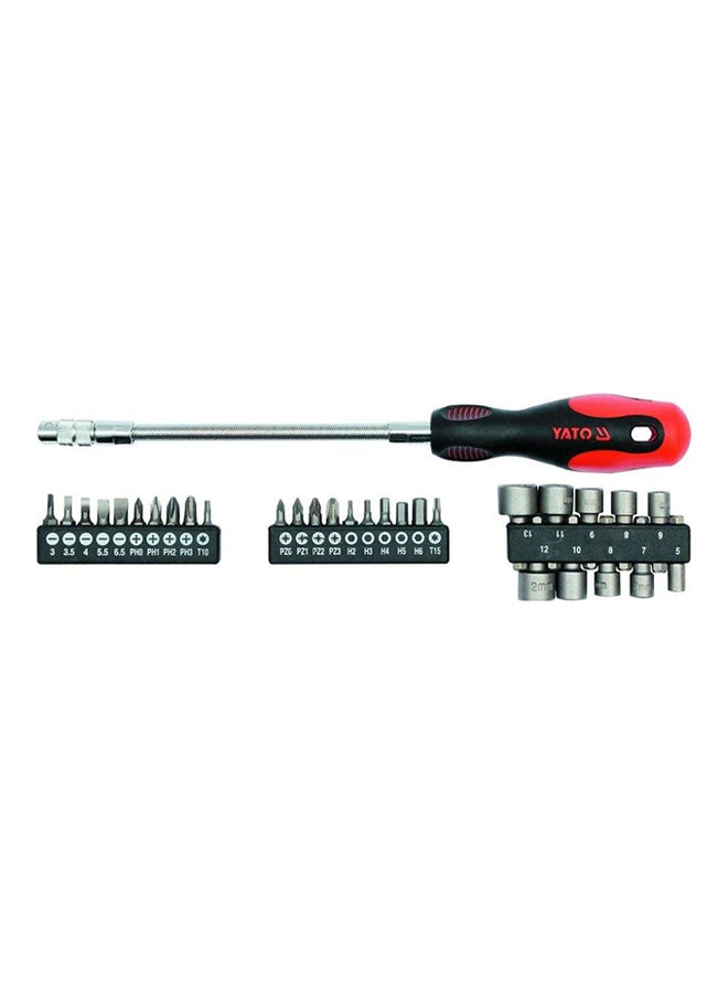 Yato 31-Piece Flexible Screwdriver With Bits Set Black/Red/Silver 
