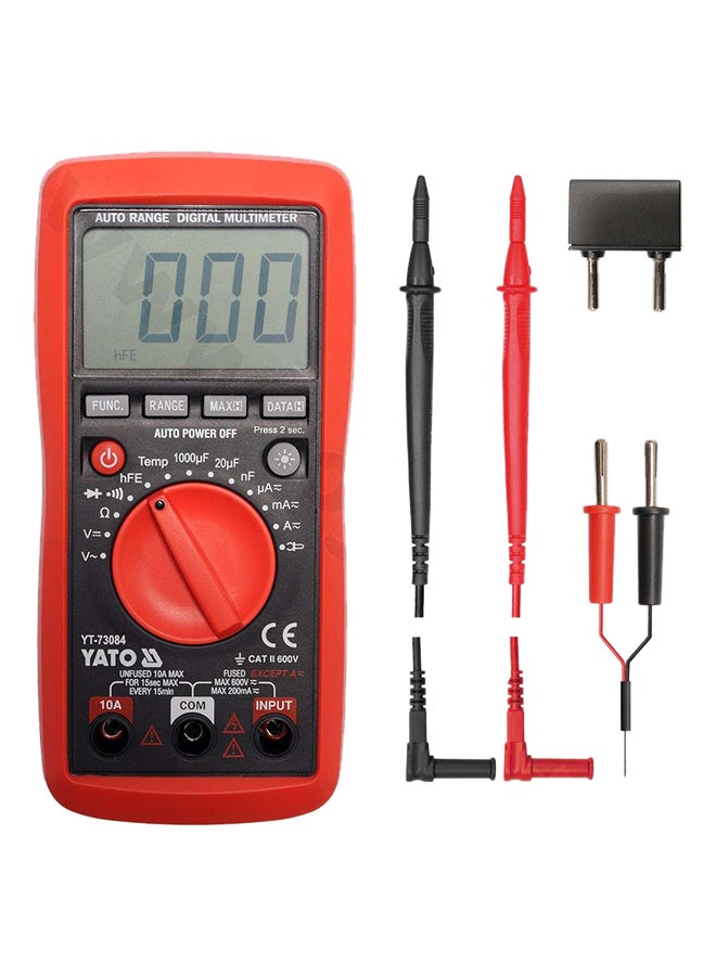 Yato Auto Range Digital Multimeter Red/Black 
