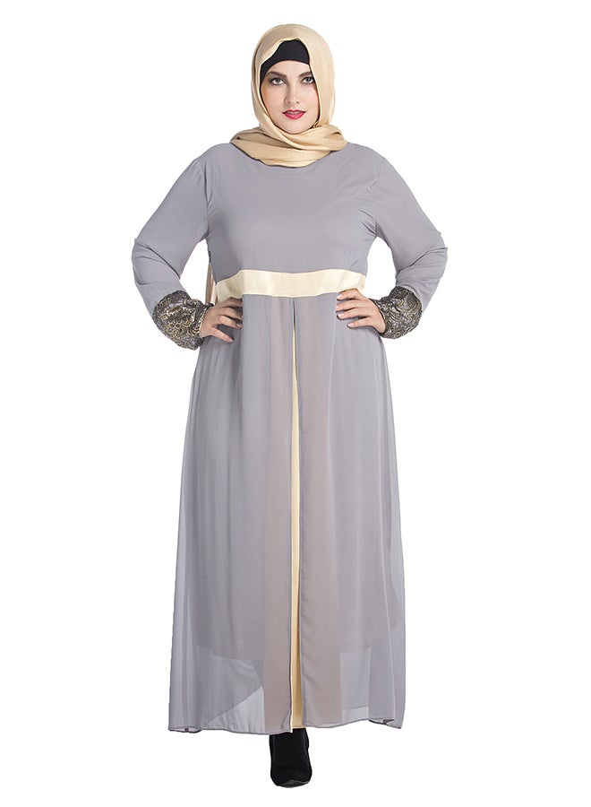 عباية بأكمام طويلة رمادي - Image 1