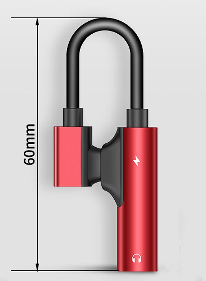 RUMANLE - 2-In-1 Dual Lightning Audio And Charging Splitter Adapter Red/Black - Image 1
