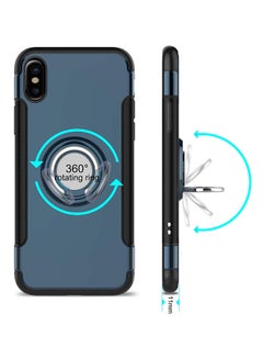 RUMANLE Shock Resistant With Swivel Ring Case Cover For Apple iPhone Xs Max Black/Navy Blue  - Image 3