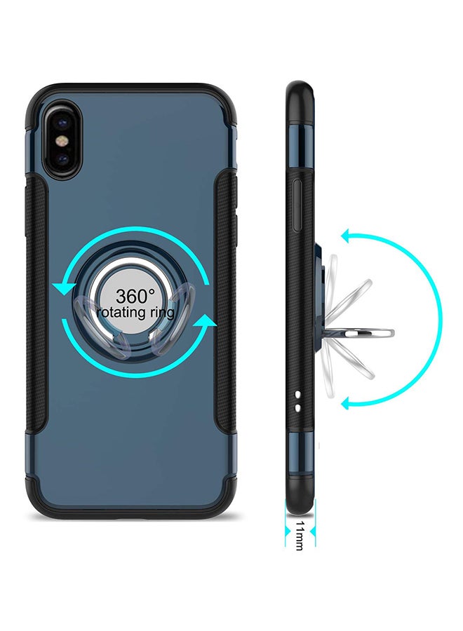 RUMANLE - Shock Resistant With Swivel Ring Case Cover For Apple iPhone Xs Max Black/Navy Blue - Image 1