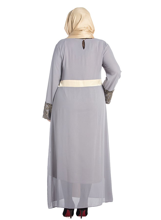 عباية بأكمام طويلة رمادي - Image 2