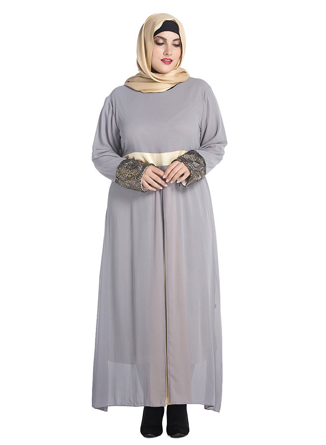 عباية بأكمام طويلة رمادي - Image 3