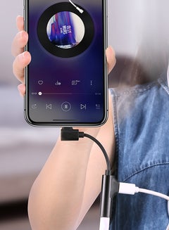 RUMANLE 2-In-1 Dual Lightning Audio And Charging Splitter Adapter Black  - Image 4