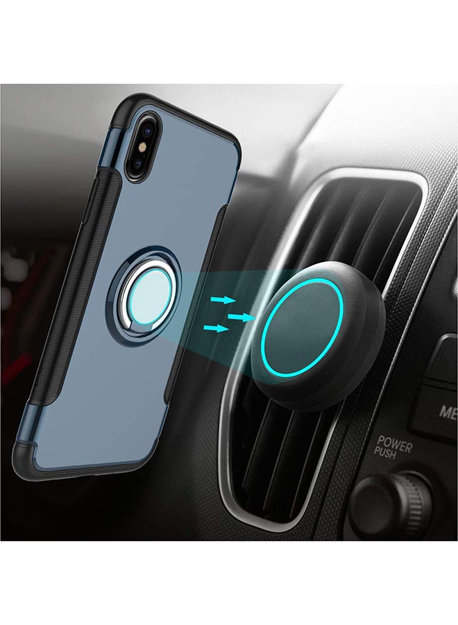RUMANLE - Shock Resistant With Swivel Ring Case Cover For Apple iPhone Xs Max Black/Navy Blue - Image 1