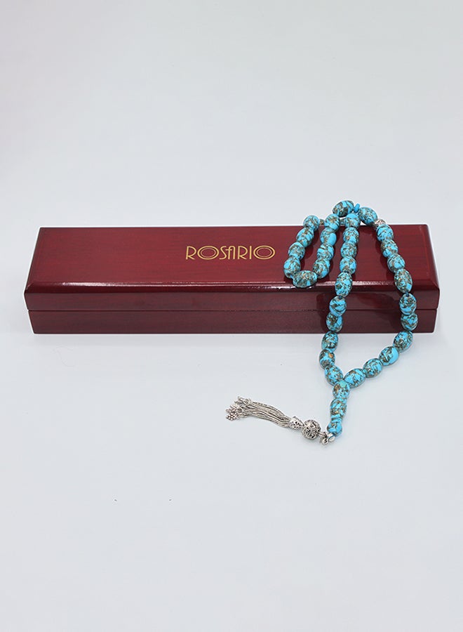 ROSARIO - Silver 925 Prayer Beads With Turquoise Stone With Copper - Image 1