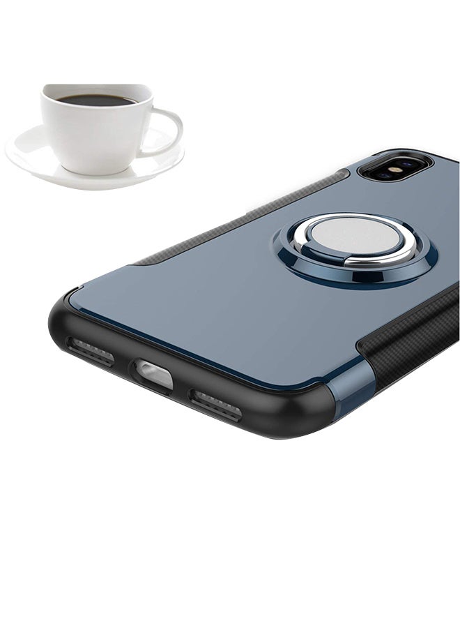 RUMANLE - Shock Resistant With Swivel Ring Case Cover For Apple iPhone Xs Max Black/Navy Blue - Image 1