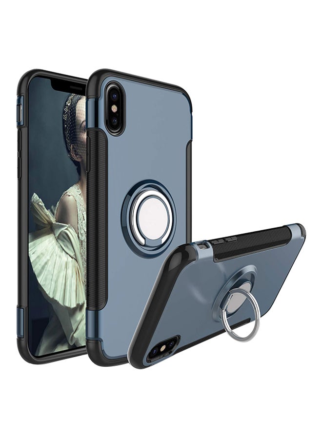 RUMANLE - Shock Resistant With Swivel Ring Case Cover For Apple iPhone Xs Max Black/Navy Blue - Image 1