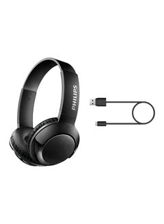 Philips Bass+ Wireless On Ear Headphone With Mic Black  - Image 1