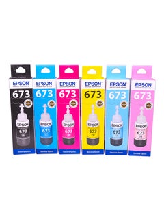 EPSON 6-Piece 673 Refilling Ink Bottle For Printer 70ml Multicolour 