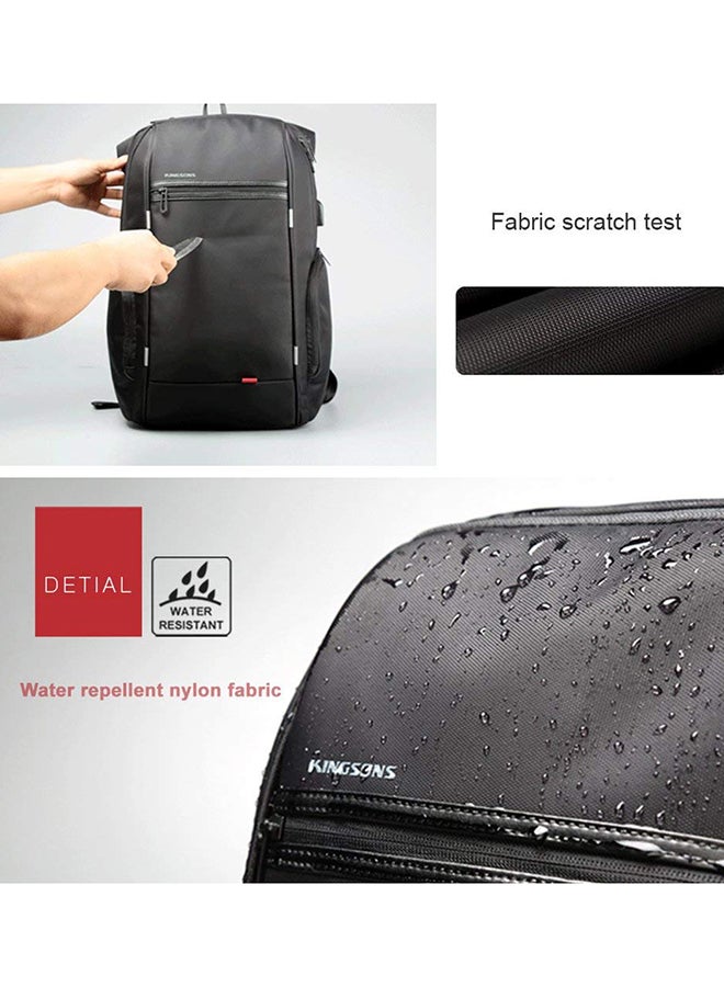 KINGSONS - Anti Theft Laptop Backpack With USB Charging Port Black - Image 1