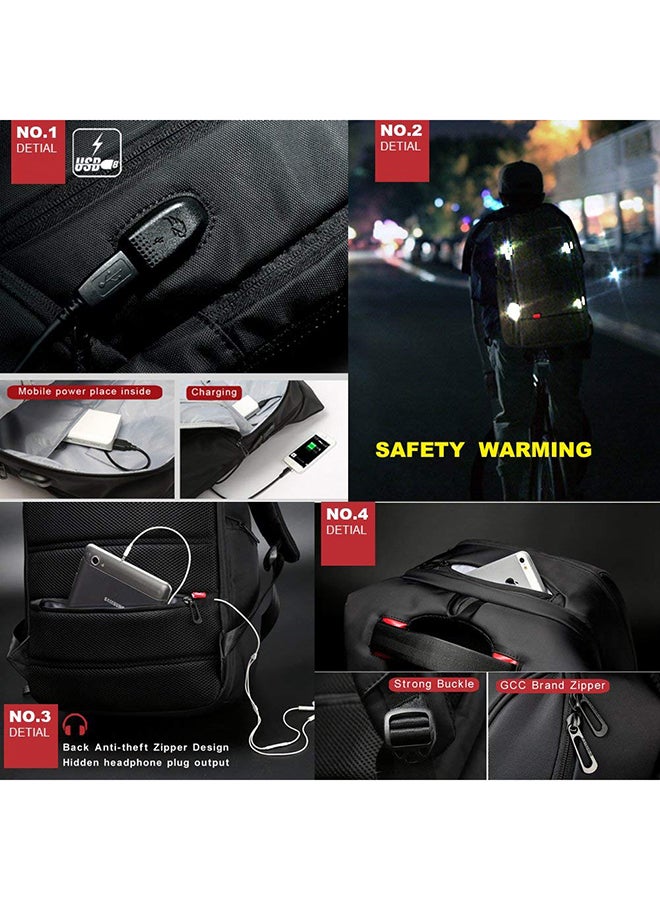 KINGSONS - Anti Theft Laptop Backpack With USB Charging Port Black - Image 1