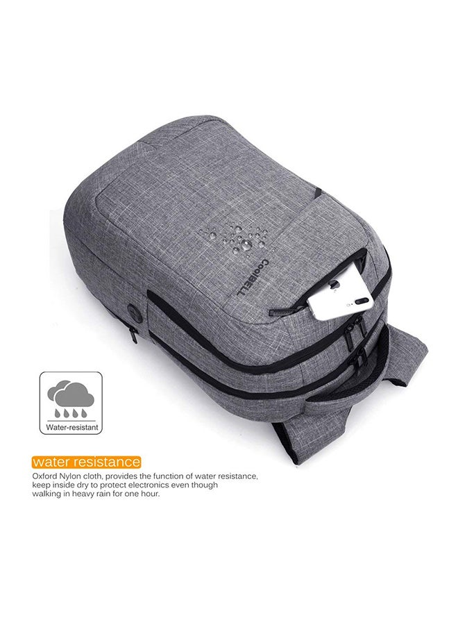 CoolBELL Laptop Backpack With USB Charging Port Grey - Image 4