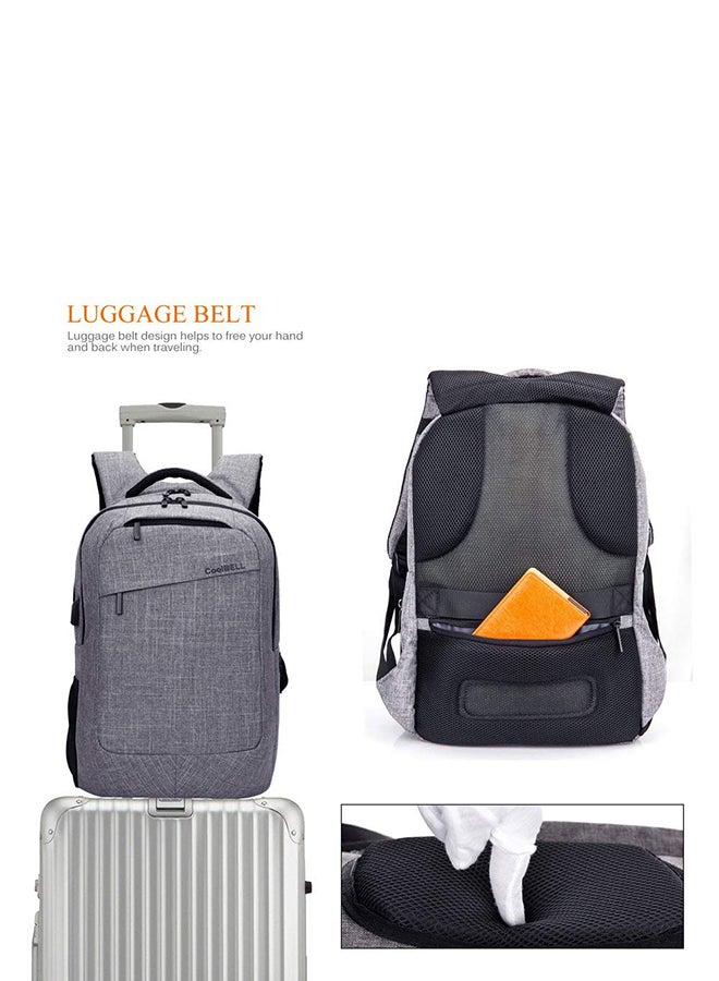 CoolBELL Laptop Backpack With USB Charging Port Grey - Image 3