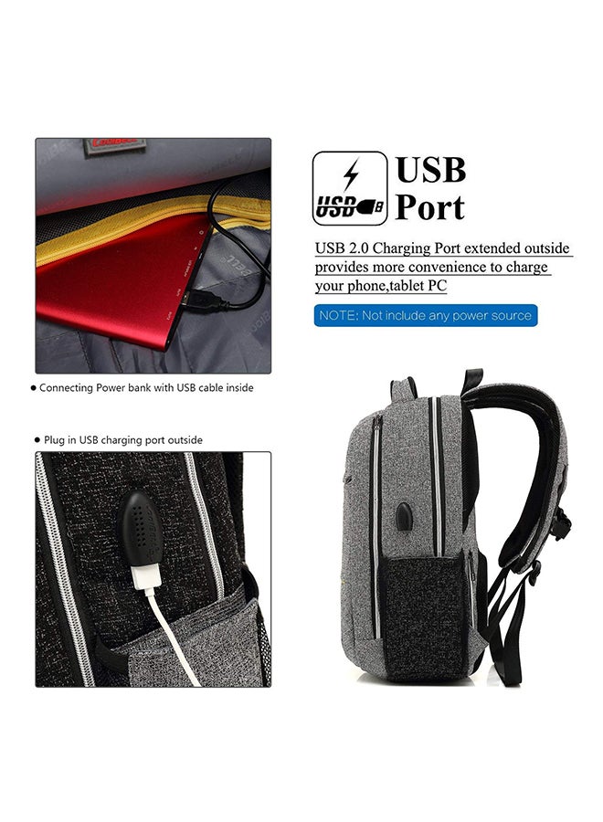 CoolBELL Anti-Theft Water-Resistant Laptop Backpack With USB Charging Port Grey - Image 5