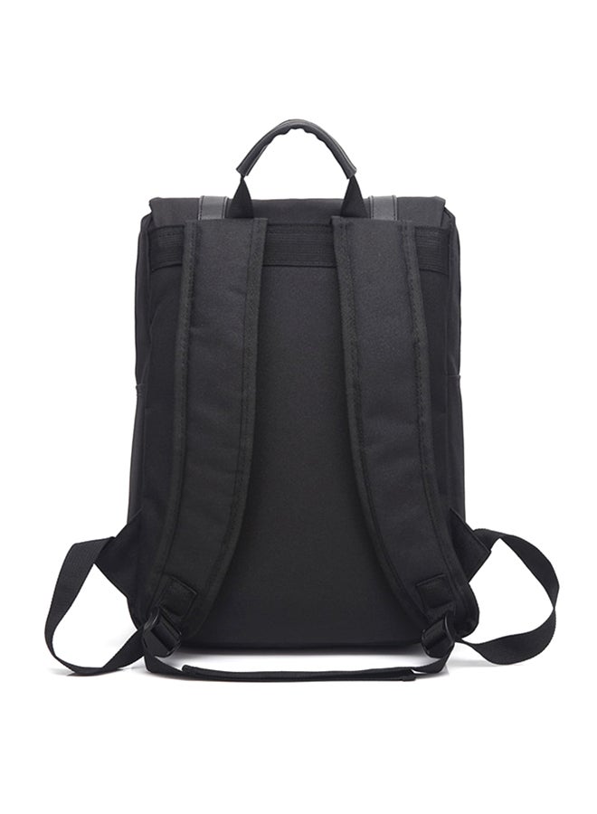 Flap Closure Laptop Backpack Black  - Image 2